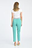 Bağcıklı Belden Lastikli Turkuaz Kadın Pantolon