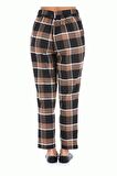 Kuşaklı Kahverengi Çizgili Ekose Bilek Kadın Pantolon