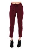 Kuşaklı Bordo Bilek Kadın Pantolon