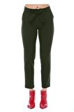 Kuşaklı Haki Bilek Kadın Pantolon