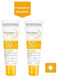 Bioderma Photoderm Aquafluide 50+ Faktör Fondoten Etkili Tüm Cilt Tipleri İçin Renksiz Yüz Güneş Koruyucu Krem 2x40 ml