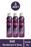 She Is Sexy Women Long Lasting Deodorant 150 ml 3 Adet
