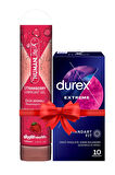 Durex Extreme Prezervatif 10'lu + Humanlife Çilek Aromalı Kayganlaştırıcı Jel Lubricant 125 ml