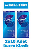 Durex Klasik Prezervatif 10'lu 2 Adet
