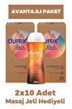 Durex Gerçek Dokunuş Ultra Kaygan Prezervatif 10'lu 2 Adet + Masaj Jeli Hediyeli