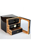 Parmida Humidor Puro Saklama Kutusu Üç Çekmeceli - Siyah