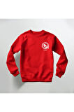 Kuş Deseni Baskılı Bisiklet Yaka Sweatshirt Kalın Kumaş 3 İplik