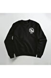 Kuş Deseni Baskılı Bisiklet Yaka Sweatshirt Kalın Kumaş 3 İplik