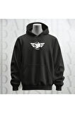 Kuru Kafa Desenli Kapüşonlu Sweatshirt Hoodie Kalın Kumaş 3 İplik Şardonlu