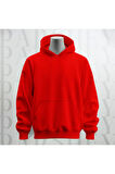 Baskısız Kapüşonlu Sweatshirt Hoodie Kalın Kumaş 3 İplik Şardonlu