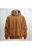 Baskısız Kapüşonlu Sweatshirt Hoodie Kalın Kumaş 3 İplik Şardonlu