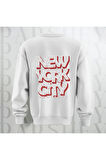 NYC Brooklyn Kalın Kumaş 3 İplik Şardonlu Baskılı Unisex Bisiklet Yaka Sweatshirt