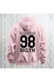 98 Brooklyn Baskılı Kapüşonlu Sweatshirt Hoodie Yünlü Kalın Kumaş 3 İplik Şardonlu