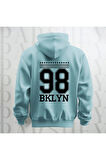 98 Brooklyn Baskılı Kapüşonlu Sweatshirt Hoodie Yünlü Kalın Kumaş 3 İplik Şardonlu