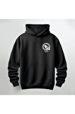 Kuş Desenli Kapüşonlu Sweatshirt Hoodie Kalın Kumaş 3 İplik Şardonlu