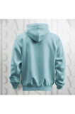 Dünya Deseni Baskılı Kapüşonlu Sweatshirt Hoodie Yünlü Kalın Kumaş 3 İplik Şardonlu