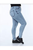 2039 Kadın Likralı Slim Fit Büyük Beden Jeans Kot Denim Pantolon