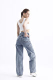 2424 Kadın Yıldız Detaylı Baggy Jeans Kot Denim Pantolon
