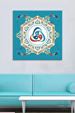 Üçlü Vav Osmanlı Motifi İslami Dini Hat Kanvas Tablo (8 Farklı Ölçü)