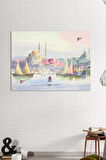 İstanbul Şehir Manzara Pastel Renkli Dekoratif Kanvas Tablo
