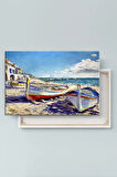Balıkçı Tekneleri Ada Akdeniz Köy Manzara Kanvas Tablo ( 6 farklı ölçü )