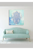 Fatımanın Eli Mavi Hat Kanvas Tablo