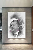 Recep Tayyip Erdoğan Başkan Erdoğan Karakalem Efektli Rte Kanvas Tablo (7 Farklı Ölçü)