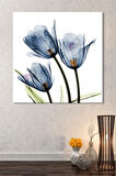 Mavi Lale Suluboya Efektli Kanvas Tablo