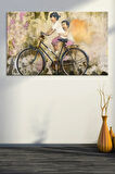 Bisiklet Çocukları Grafiti Sokak Sanatı Kanvas Tablo (7 Farklı Ölçü)