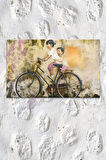 Bisiklet Çocukları Grafiti Sokak Sanatı Kanvas Tablo (7 Farklı Ölçü)