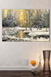 Yeni Yıl New Year Yılbaşı Kış Yağlıboya Efektli Doğa Manzara Dekoratif Kanvas Tablo