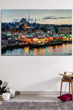 Istanbul Balıkçılar Gün Batımı Dekoratif Şehir Manzara Kanvas Tablo
