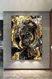 Siyah Altın Soyut Sanatsal Dekoratif Kanvas Tablo