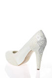 Kadın Moda Beyaz Sedef Inci Taş Işlemeli Gelin Ayakkabı Topuklu Düğün Nişan Gece Abiye Ayakkabı