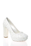 Kadın Moda Beyaz Sedef Inci Taş Işlemeli Gelin Ayakkabı Topuklu Düğün Nişan Gece Abiye Ayakkabı