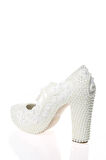 Kadın Moda Şık Sedef Inci Taş Işlemeli Gelin Ayakkabı Topuklu Düğün Nişan Gece Abiye Ayakkabı
