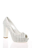 Kadın Moda Beyaz Sedef Inci Taş Işlemeli Gelin Ayakkabı Topuklu Düğün Nişan Gece Abiye Ayakkabı