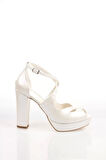 Kadın Moda Şık Beyaz Topuklu Zarif Tasarım Yüksek Topuk Düğün Nişan Gece Abiye Ayakkabı
