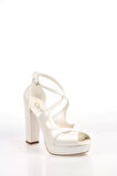 Kadın Moda Şık Beyaz Topuklu Zarif Tasarım Yüksek Topuk Düğün Nişan Gece Abiye Ayakkabı