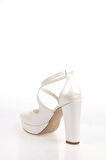 Kadın Moda Şık Beyaz Topuklu Zarif Tasarım Yüksek Topuk Düğün Nişan Gece Abiye Ayakkabı