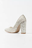 Kadın Moda Şık Rose Sultan Inci Taşlı Klasik Sivri Kalın Düğün Nişan Gece Abiye Ayakkabı
