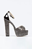 Kadın Moda Şık Ayna Janjan Taşlı Çapraz Klasik Topuklu Platformlu Düğün Nişan Gece Abiye Ayakkabı