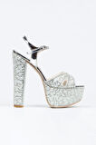 Kadın Moda Ayna Full Inci Taşlı Çapraz Klasik Topuklu Platformlu Düğün Nişan Gece Abiye Ayakkabı