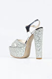 Kadın Moda Ayna Full Inci Taşlı Çapraz Klasik Topuklu Platformlu Düğün Nişan Gece Abiye Ayakkabı