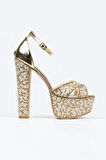 Kadın Moda Ayna Full Inci Taşlı Çapraz Klasik Topuklu Platformlu Düğün Nişan Gece Abiye Ayakkabı
