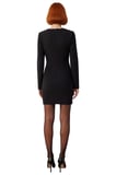 Kadın Bodycon Kokteyl Elbise Aksesuar Detaylı Uzun Kollu Mini Dokuma Stiliyle Şık Ve Modern Görünüm