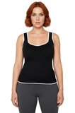 Kadın Kahverengi Kare Yaka Bodycon İnce Triko Bluz Kalın Askılı Günlük Kullanım İçin İdeal