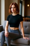 Kadın Fitted Bisiklet Yaka Kısa Kol Dalgıç Kumaş Sporcu Üstü Hafif Destekli Modern Fit Günlük