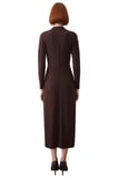 Kadın Dik Yaka Uzun Kollu Sandy Örme Bodycon Maxi Elbise Şık Toka Detaylı Günlük Kombinler İçin