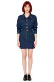 Kadın Denim Mini Gömlek Elbise Uzun Kollu Yaka Şık ve Günlük Tarzı %100 Pamuk Dokusuyla.